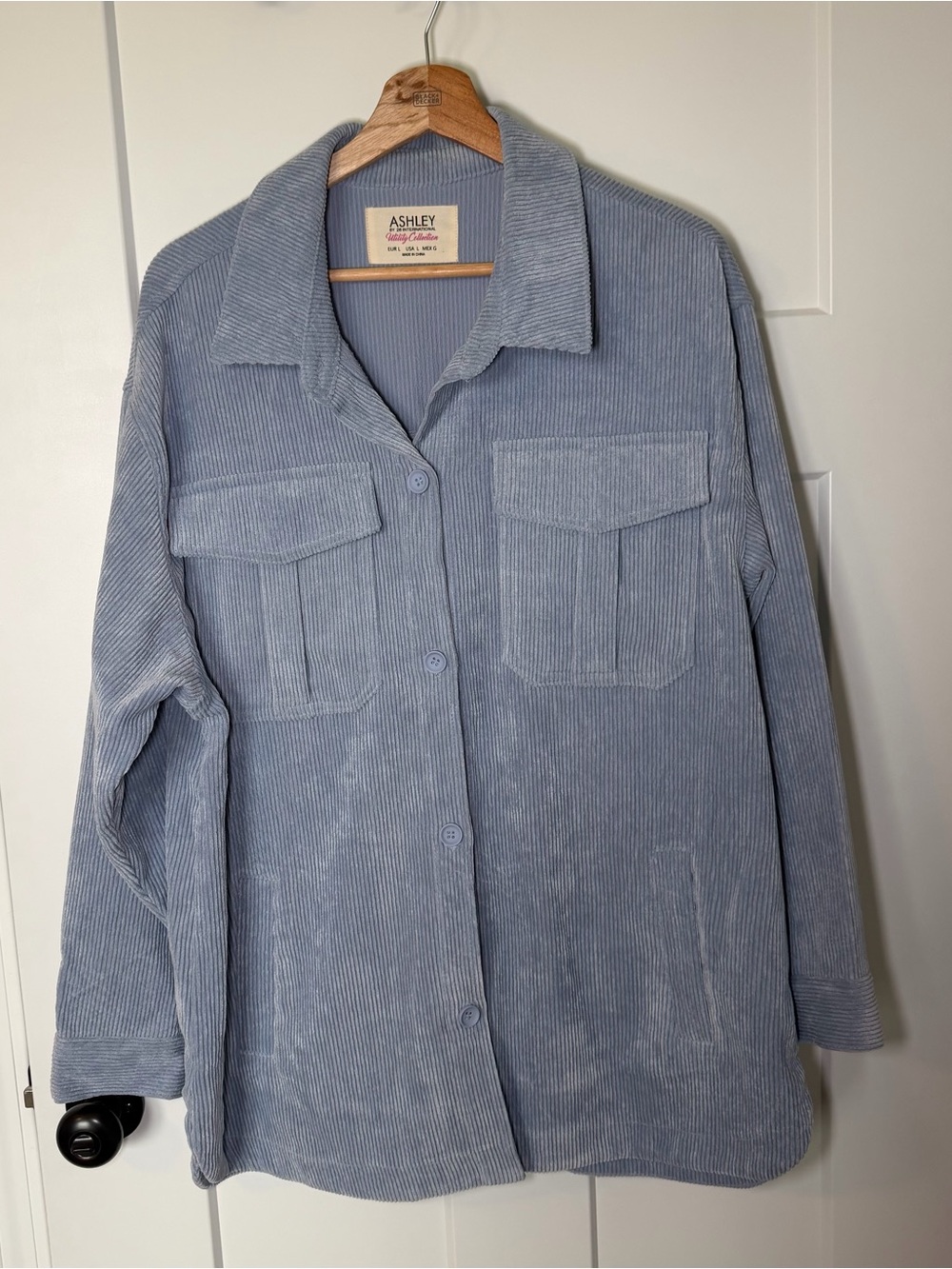 Ashley By 26 International Blue Corduroy Shacket Jacket NWOT Large